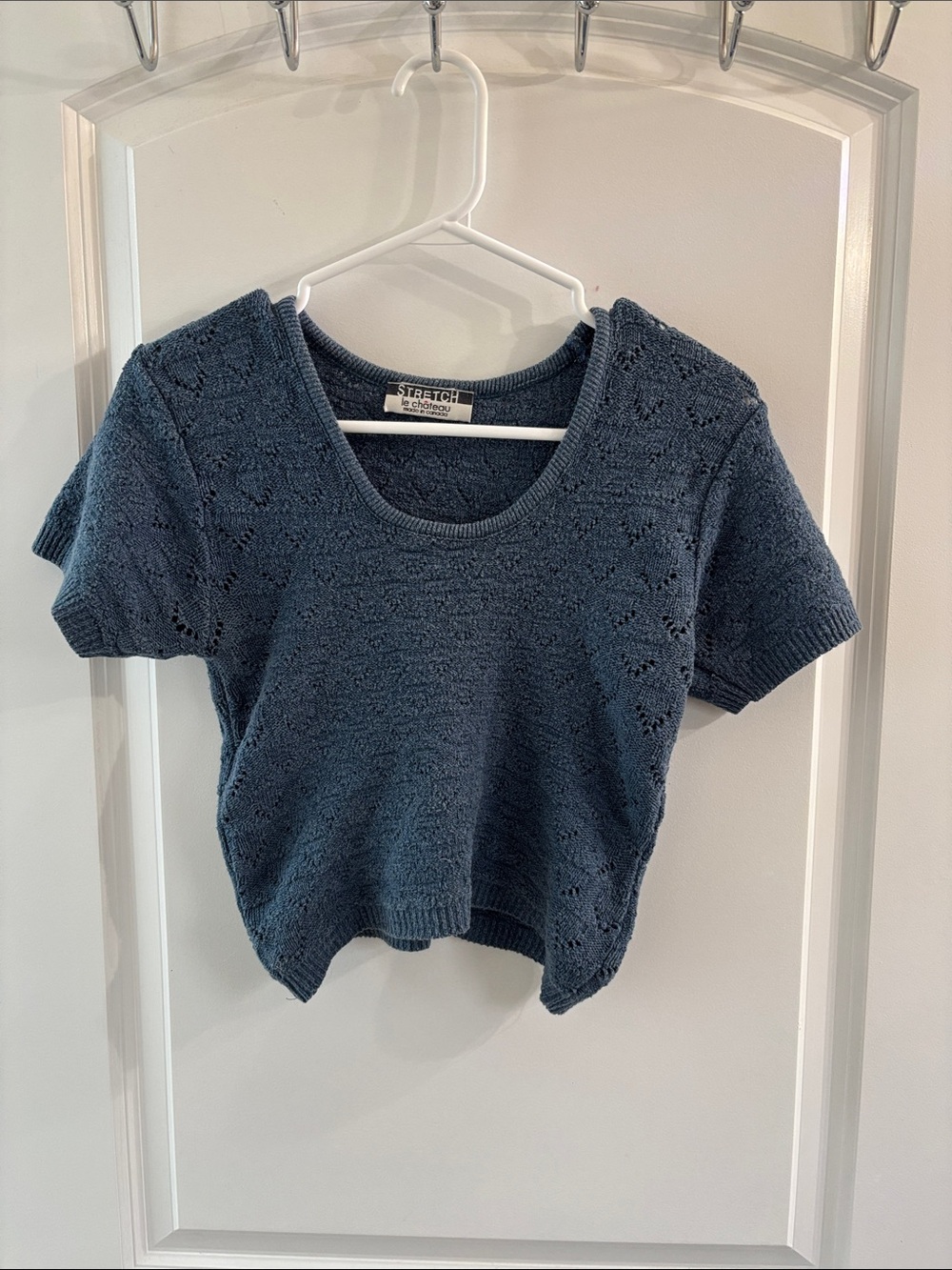 le chateau Navy Blue Knit Crop Top